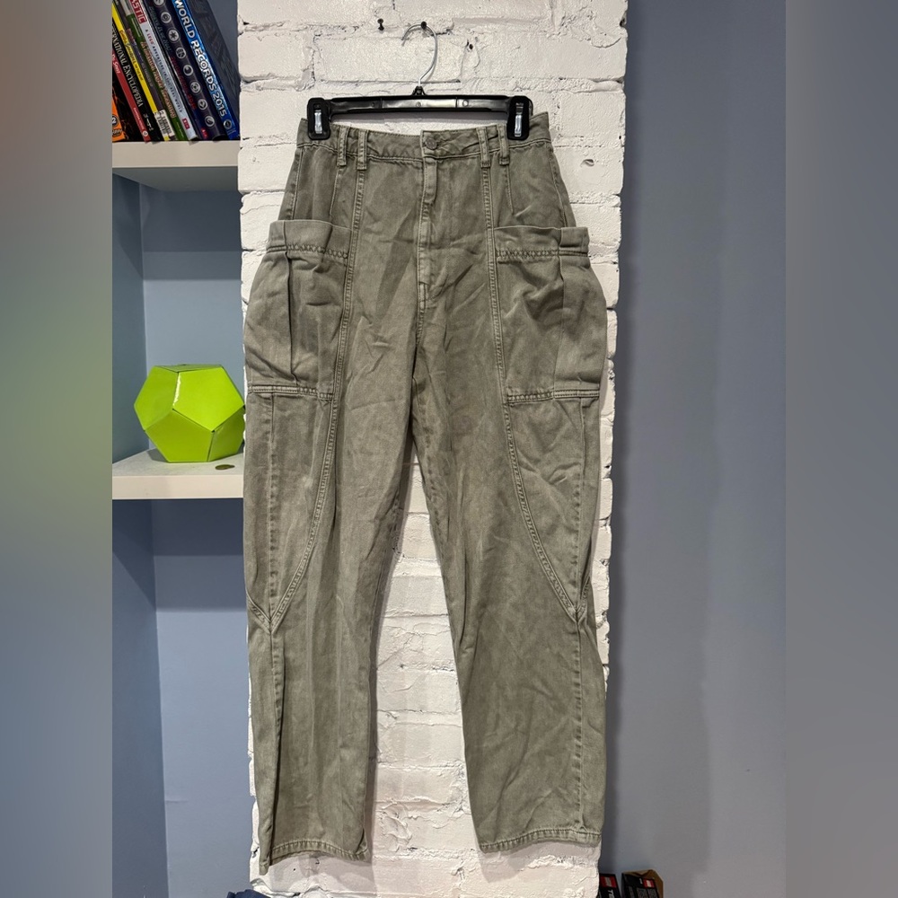 Urban‎ Outfitters Tess High-Waisted Utility Cargo Jeans Green Size Small